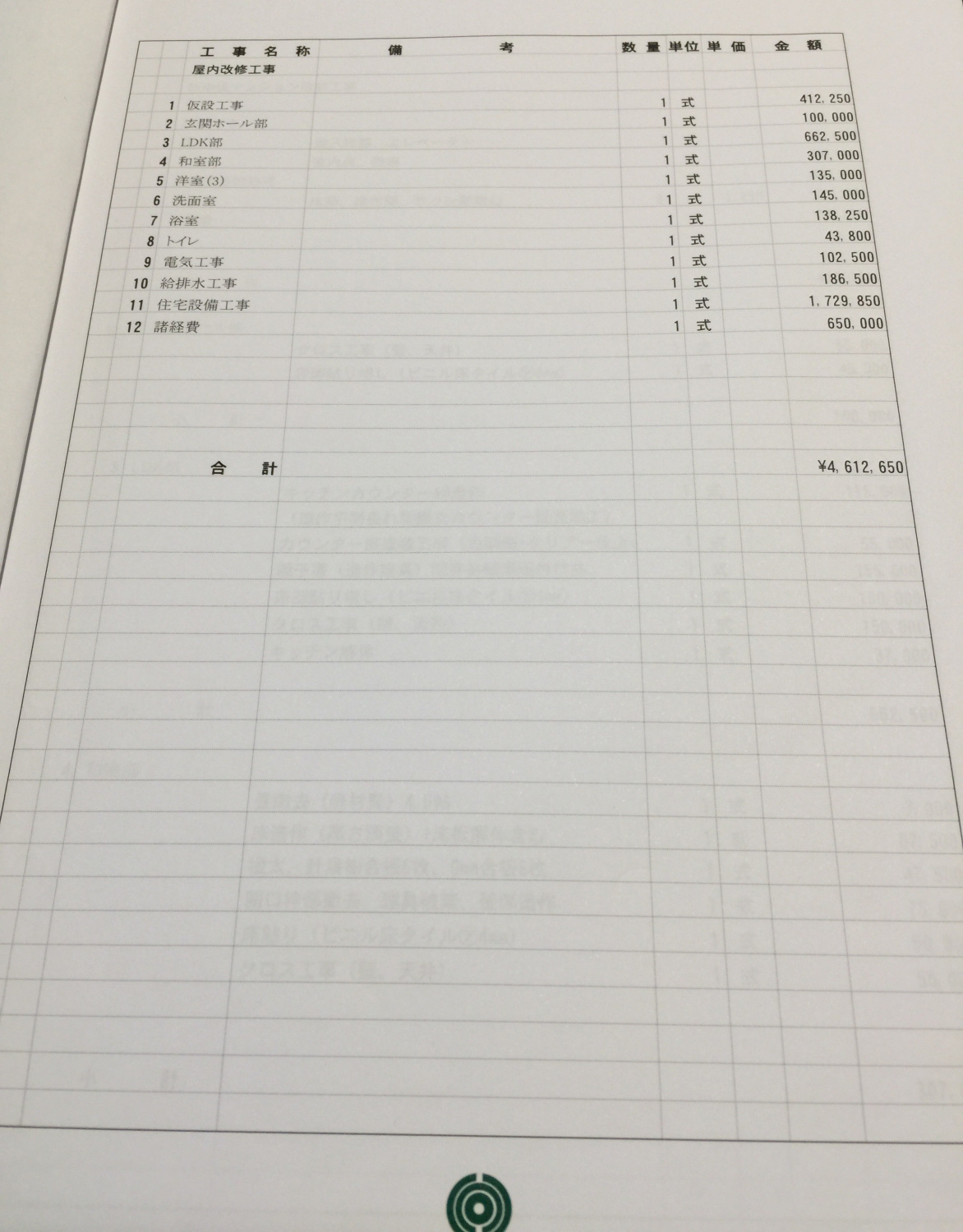 見積もり明細