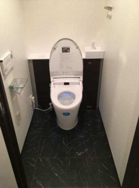 収納スペースも確保でき見た目もスッキリなタンクレス風トイレへ