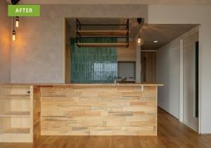 相模原市中央区｜マンションリノベ｜木目×ブラックで統一感｜キッチン・浴室・洗面の水まわりリフォーム