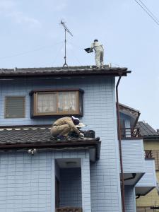 母屋全体の屋根漆喰工事