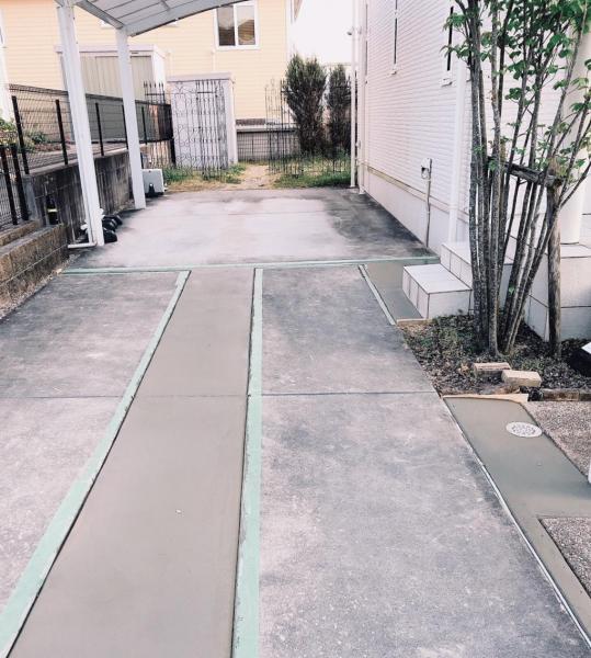 部分的に残っていた緑地帯をコンクリートにしました