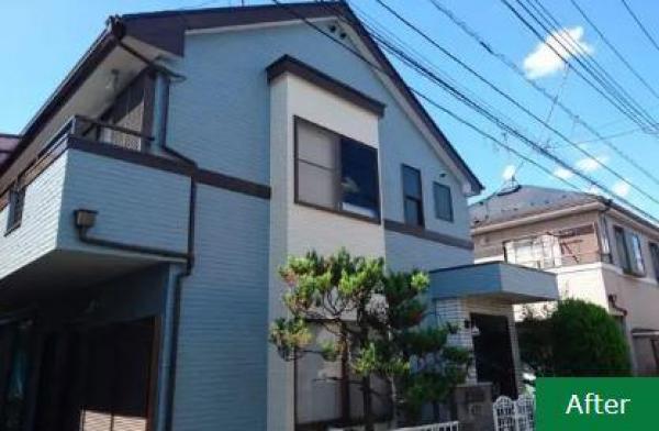 サイディング外壁の塗装を行いました。爽やかな印象の外観に！