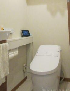 手洗いも楽々。タンクレスですっきりとしたトイレルームに