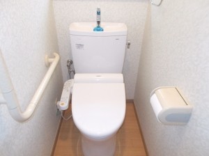 トイレ交換で空間スッキリ。床もお手入れし易いクッションフロアに。