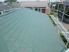 ベテランの職人が施工。鮮やかなグリーンの屋根に仕上がりました。