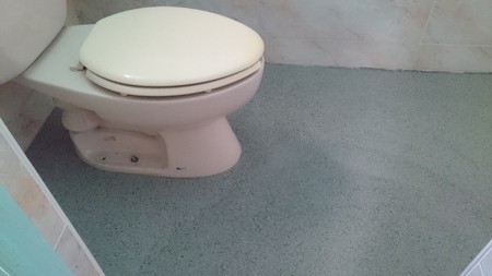 トイレの床を石目調に塗装したことで高級感が溢れました。